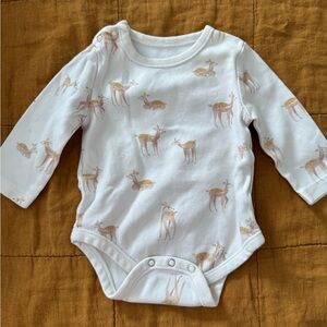 Pehr White Deer Print Baby Onesie